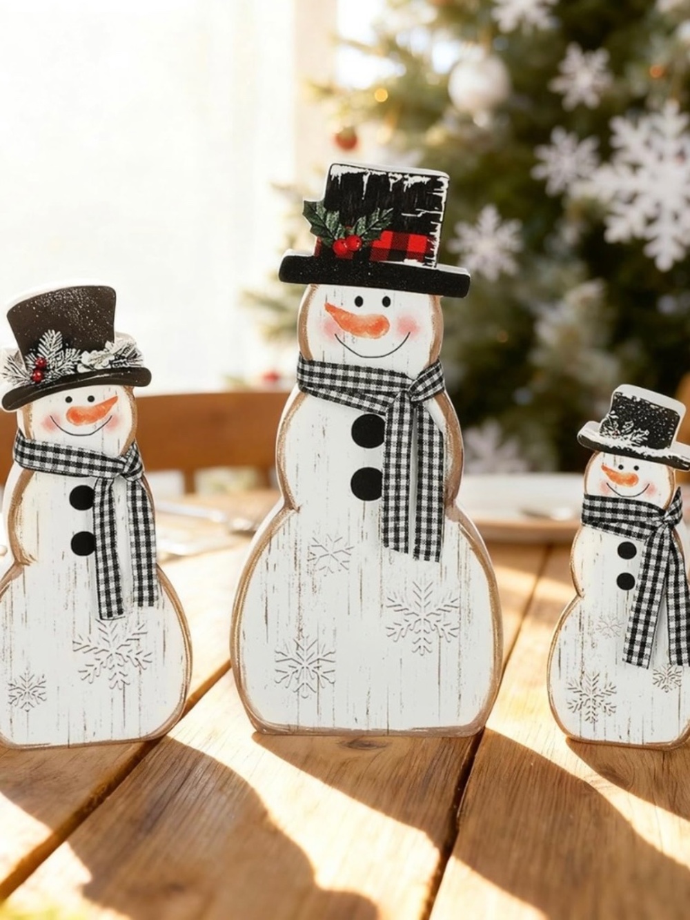 COCHIE Wooden Snowman Decor Set Tiered Tray Christmas Decorations NIP - Picture 9 of 14